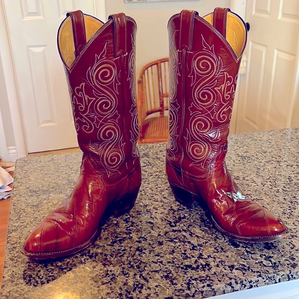 Brown Eel Skin Justin Cowboy Boots